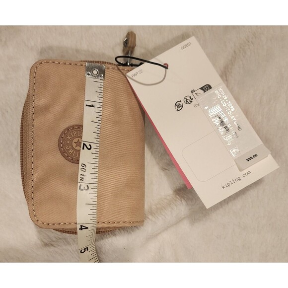 Kipling Nylon Wallet Tops Style Compact Organizer Clay Sand Small 3x4 Inch - Picture 6 of 7